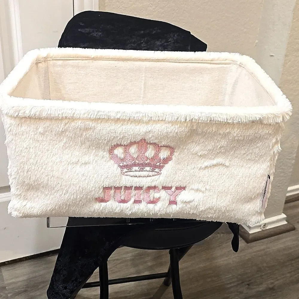 Juicy Couture Home JUICY Bold Crown Logo Velour Decorative Storage Basket